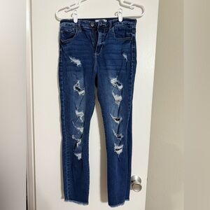 CELLO Raw Hem Distressed Blue Jeans